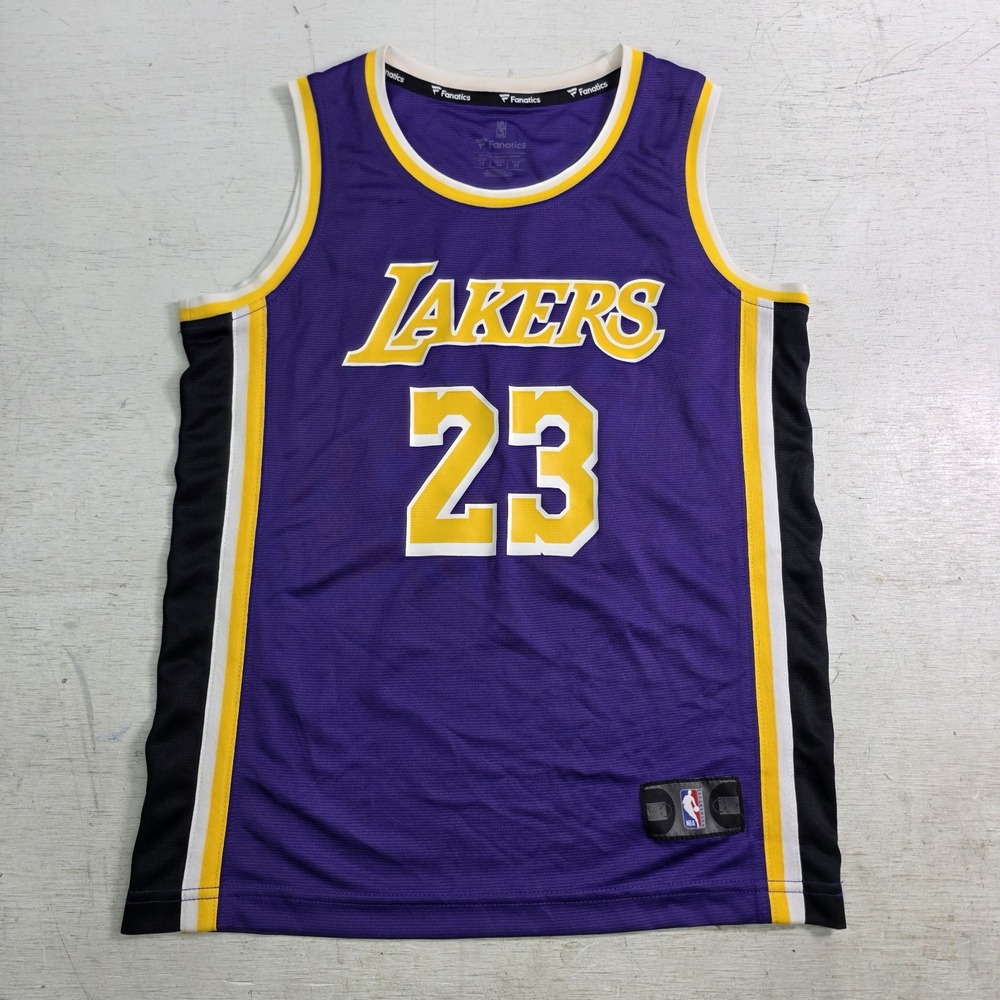 Lakers LeBron James #23 Jersey Fanatics Youth Size M Purple Statement Edition VG